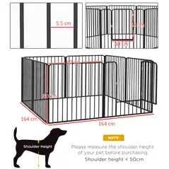 PawHut 80cm 8 Panels Heavy Duty Dog Pen, Pet Playpen for Indoors, Outdoors, Small, Medium Dogs - 2
