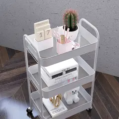 HOMCOM Three-Tier Steel Storage Trolley - White - 8