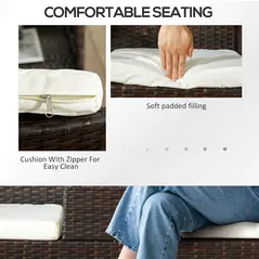 Outsunny Two-Seat Rattan Chair, with Middle Table - Brown - 4