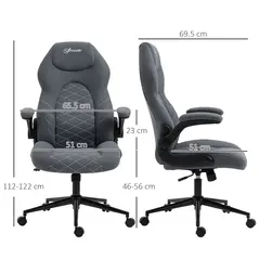 Vinsetto Home Office Desk Chair, Computer Chair with Flip Up Armrests, Swivel Seat and Tilt Function, Dark Grey - 2