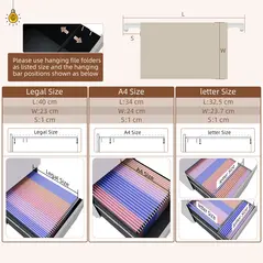 Vinsetto 2-Drawer Vertical Filing Cabinet with Lock and 5 Wheels, Steel Mobile File Cabinet, for A4, Legal and Letter Size, Pre-Assembled Body, White - 4