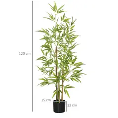 HOMCOM Artificial Plant Bamboo Artificial Tree Height 120 cm with Pot for Home Indoor Decor - 2