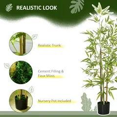 HOMCOM Artificial Plant Bamboo Artificial Tree Height 120 cm with Pot for Home Indoor Decor - 4