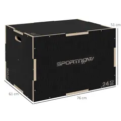 SPORTNOW Multi-Faceted Jump Box, Wooden Step Up Box, for Home, Gym, Exercise, 51/61/76cm- Black - 2