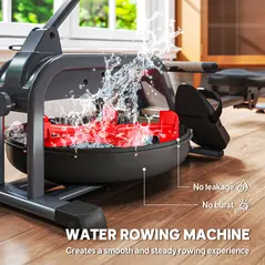 SPORTNOW Water Rowing Machine with Wheels, Vertical Storage, Adjustable Resistance, for Strength, Cardio Training - 3