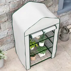 Outsunny Three-Tier Mini Greenhouse - White - 7
