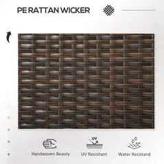 Outsunny Two-Seat Rattan Chair, with Middle Table - Brown - 3