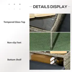 Outsunny Two-Seat Rattan Chair, with Middle Table - Light Grey - 5