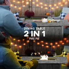 Outsunny 50,000 BTU Gas Fire Pit Table with Cover and Glass Screen - Grey - 3