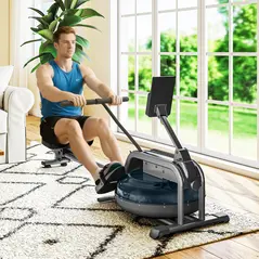 SPORTNOW Water Rowing Machine with Wheels, Vertical Storage, Adjustable Resistance, for Strength, Cardio Training - 1