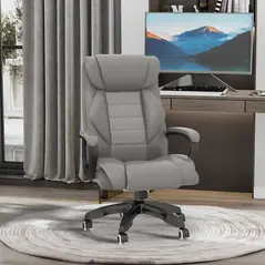 Vinsetto Office Chair with 6-Point Maaage and Back Heat, PU Desk Chair with Padded Seat and Armrest, Computer Chair with Tilt Function for Home, Grey - 8