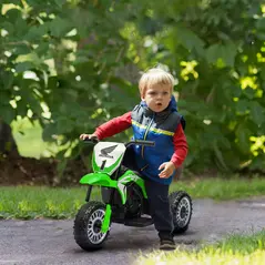 HOMCOM 6V Kids Motorbike, Three-Wheel Kids Electric Bike with Horn, Startup Sound for Ages 18-36 Months - Green - 1
