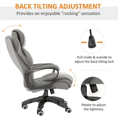 Vinsetto Office Chair with 6-Point Maaage and Back Heat, PU Desk Chair with Padded Seat and Armrest, Computer Chair with Tilt Function for Home, Grey - 6