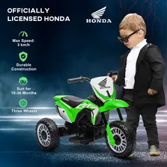 HOMCOM 6V Kids Motorbike, Three-Wheel Kids Electric Bike with Horn, Startup Sound for Ages 18-36 Months - Green - 3