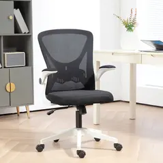 Vinsetto Mesh Back Office Chair, with Flip-Up Arms - Black and White - 1