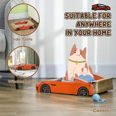 PawHut 2 in 1 Cat Scratching Board with Catnip, Car-shaped - 3
