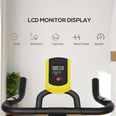 SPORTNOW Exercise Bike, Indoor Stationary Bike, Cycling Machine with Adjustable Seat and Resistance for Home Gym Workout, Yellow - 3