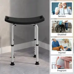 HOMCOM Height Adjustable Bath Stool, Aluminium Shower Stool with Non-Slip Pads for Elderly, Disabled, Seniors, Pregnant, Black - 7