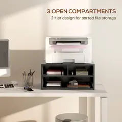 HOMCOM Three-Compartment Printer Storage Cabinet - Black - 3