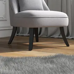 HOMCOM Tub Chair, Armless Single Sofa, Modern Button Tufted Armchair, Upholstered Linen Fabric Longue Accent Chair for Living Room, Bedroom, Set of 2, Grey - 8