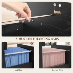 HOMCOM Four-Drawer Lockable Filing Cabinet - Black Wood Effect - 4