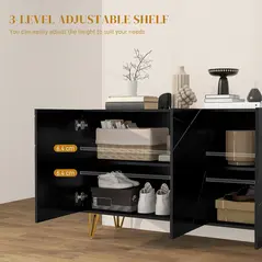 HOMCOM Modern Luxe High Gloss Sideboard, with Hairpin Legs - Black - 5