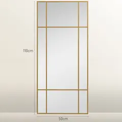 HOMCOM Decorative Grid Wall Mirror, with Back Hooks - Gold Tone - 2