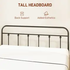 HOMCOM Double Minimalistic Metal Bed Frame - Black - 3