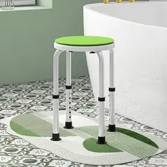 HOMCOM 360° Swivel Shower Chair, Height Adjustable Aluminium Shower Stool with Non-Slip Feet for Disabled, Elderly, Green - 2