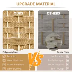 HOMCOM 6 Panel Folding Room Divider, Freestanding Privacy Screen for Living Room, Bedroom and Office, 240 x 170cm, Natural - 3