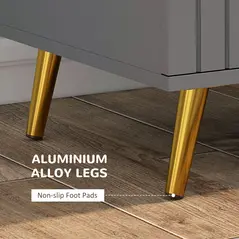 HOMCOM Three Drawer Embossed Line Dresser - Grey/Gold Tone - 4