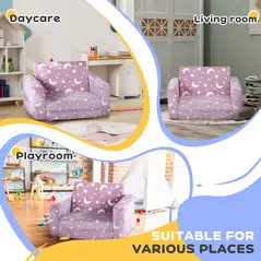 AIYAPLAY 2 in 1 Kids Folding Bed Armchair with Glow in The Dark Cosmic Design, Washable Cushion and Cover, Pink - 5