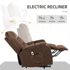 HOMCOM Leathaire Eight Massage Point Armchair, with Heat and Reclining Back - Brown - 4