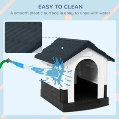 PawHut Plastic Dog Kennel with Windows, for Garden Patio, Miniature and Small Dogs, 80 x 69 x 76cm - Grey - 4