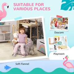 AIYAPLAY Kids Armchair with Flamingo Design, Wooden Frame, for Bedroom, Playroom, Kids Room - Pink - 5