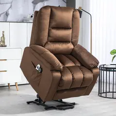 HOMCOM Leathaire Eight Massage Point Armchair, with Heat and Reclining Back - Brown - 1