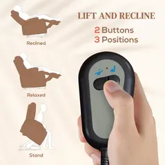 HOMCOM Eight Massage Point Electric Reclining Lift Chair, with Remote - Brown - 3