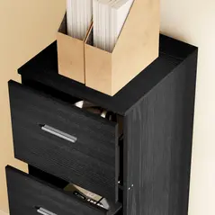 HOMCOM Four-Drawer Lockable Filing Cabinet - Black Wood Effect - 7