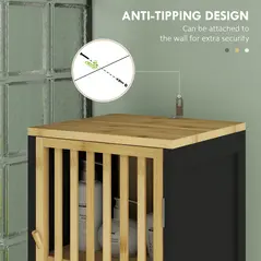 HOMCOM Bamboo-Blend Retro Cut-Out Tall Bathroom Storage Unit - 7