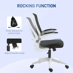 Vinsetto Mesh Back Office Chair, with Flip-Up Arms - Black and White - 4