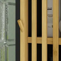 HOMCOM Bamboo-Blend Retro Cut-Out Tall Bathroom Storage Unit - 8