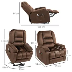 HOMCOM Leathaire Eight Massage Point Armchair, with Heat and Reclining Back - Brown - 2