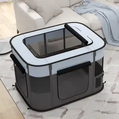 PawHut Foldable Dog Pen with Storage Bag for Indoor/Outdoor Use - Grey - 7