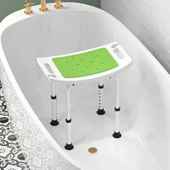 HOMCOM Shower Chair, Adjustable Height Shower Stool with Aluminium Frame and Non-Slip Feet, Bathtub Stool Seat for Elderly Disabled Handicap, Green - 7