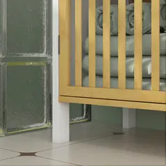 HOMCOM Bamboo-Blend Retro Cut-Out Under Sink Cabinet - 8