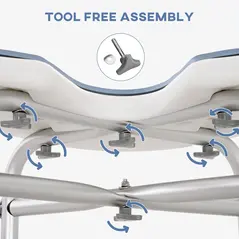 HOMCOM 39-51.5cm 'U' Seat Padded Shower Stool - Light Blue - 5