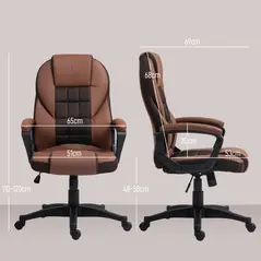 HOMCOM Faux Leather Office Chair - Brown - 2