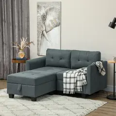 HOMCOM 'L' Shape Modular Storage Sofa - Dark Grey - 1