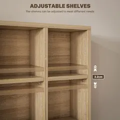 HOMCOM CD Storage Unit with Adjustable Shelves, 89 x 130.5 cm, Nature Wood Finish - 4