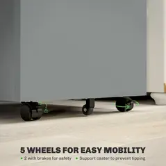 Vinsetto 3 Drawer Filling Cabinet, Mobile Metal File Cabinet with Anti-tilt Design for Letter, A4, Legal Size, Grey - 4